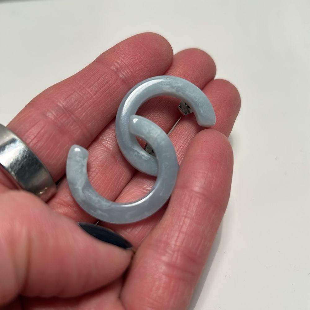 Very cool marbled half moon earrings